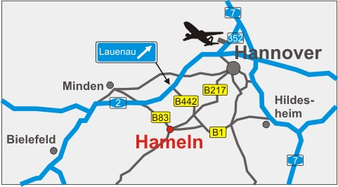 Map airport Hanover - Hameln
