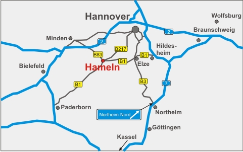 Map airport Frankfurt - Hameln