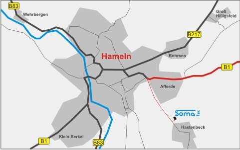 City map of Hameln from Frankfurt airport City map of Hameln from Frankfurt airport