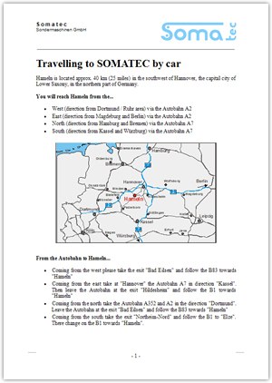 Preview download directions to SOMATEC by car