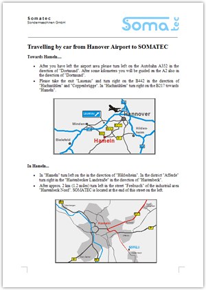 Preview download directions to SOMATEC by car from Hanover airport